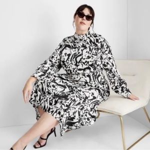 Kahlana Barfield Brown Future Collective Black Marble Asymmetrical Dress 3X nwot